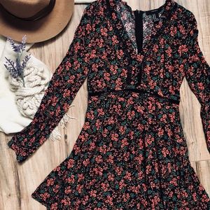 Cute Floral Long Sleeve Fall Dress